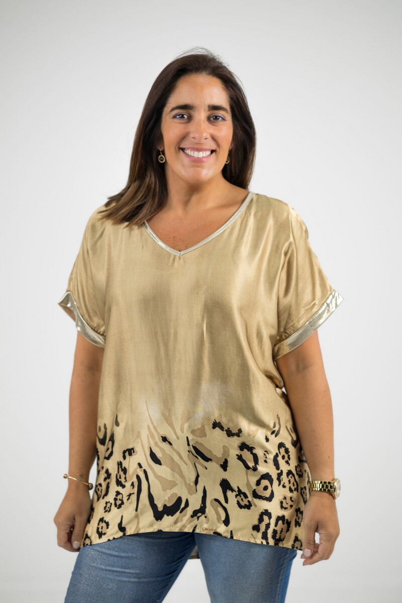 Blusa de satén con dorado - dorado 