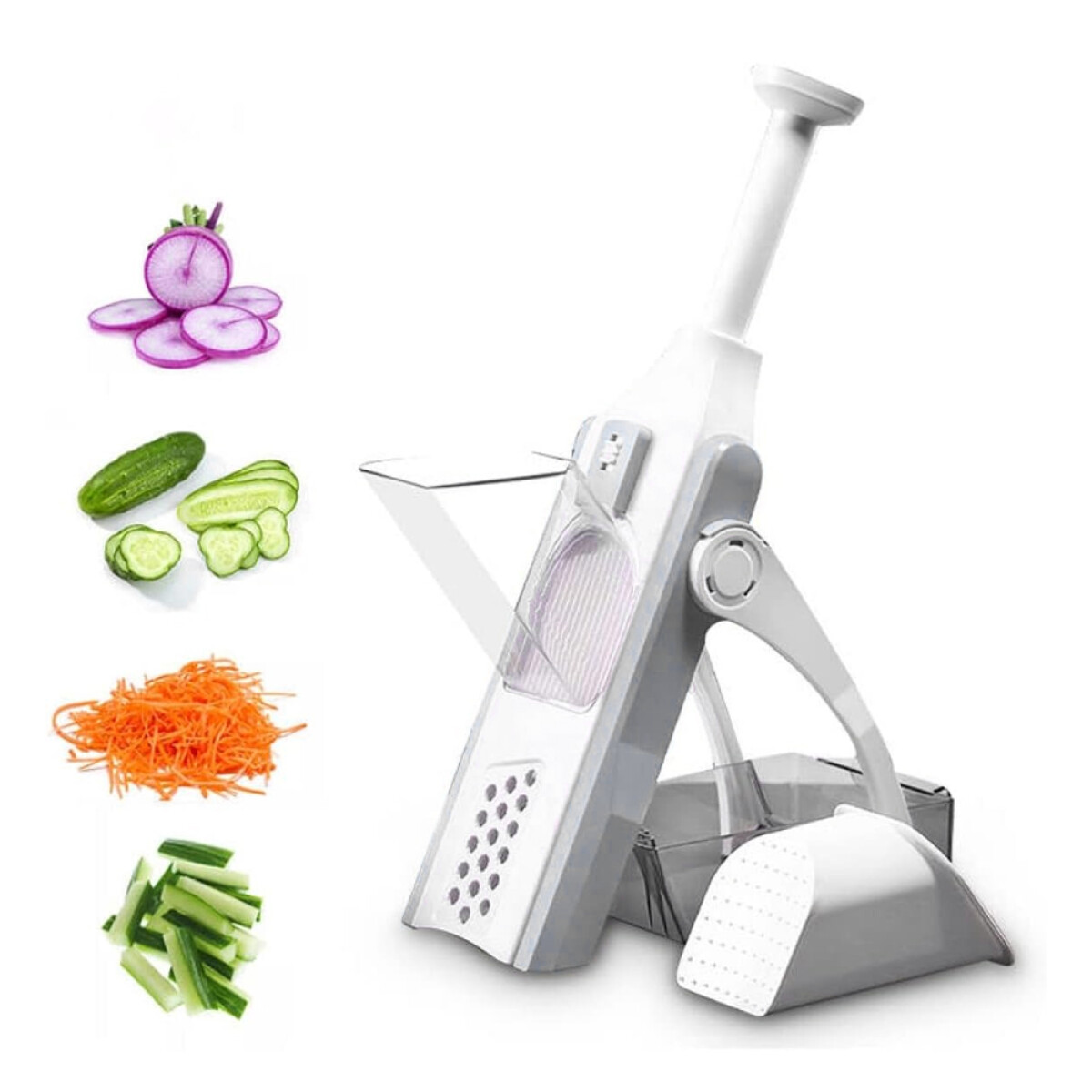 Cortador Rebanador Rallador Procesador Manual de Verduras - Gris 