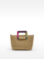 Bolso Tote Efecto Rafia Con Asa Multicolor natural
