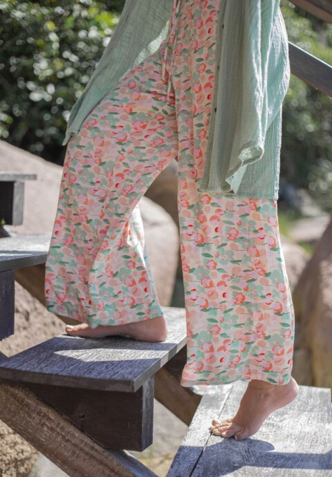 Babucha de rayòn Rosa con verdes