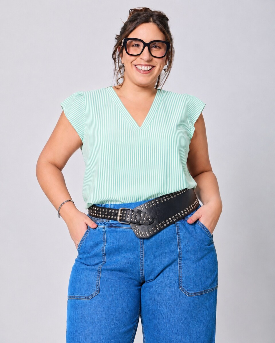 Blusa Beti - Verde rayas 