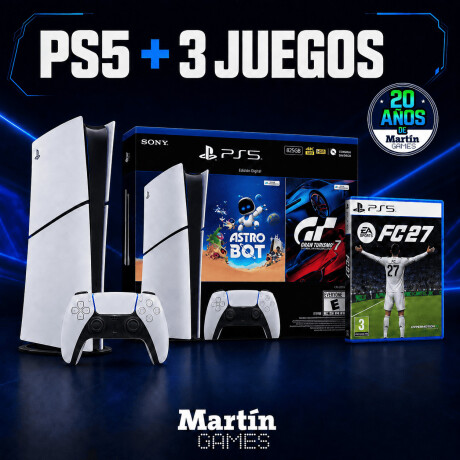 CONSOLA Playstation 5 PS5 SLIM DIGITAL + FC 27(O JUEGO A ELECCION)+ ASTROBOT + GRAN TURISMO 7 CONSOLA Playstation 5 PS5 SLIM DIGITAL + FC 27(O JUEGO A ELECCION)+ ASTROBOT + GRAN TURISMO 7