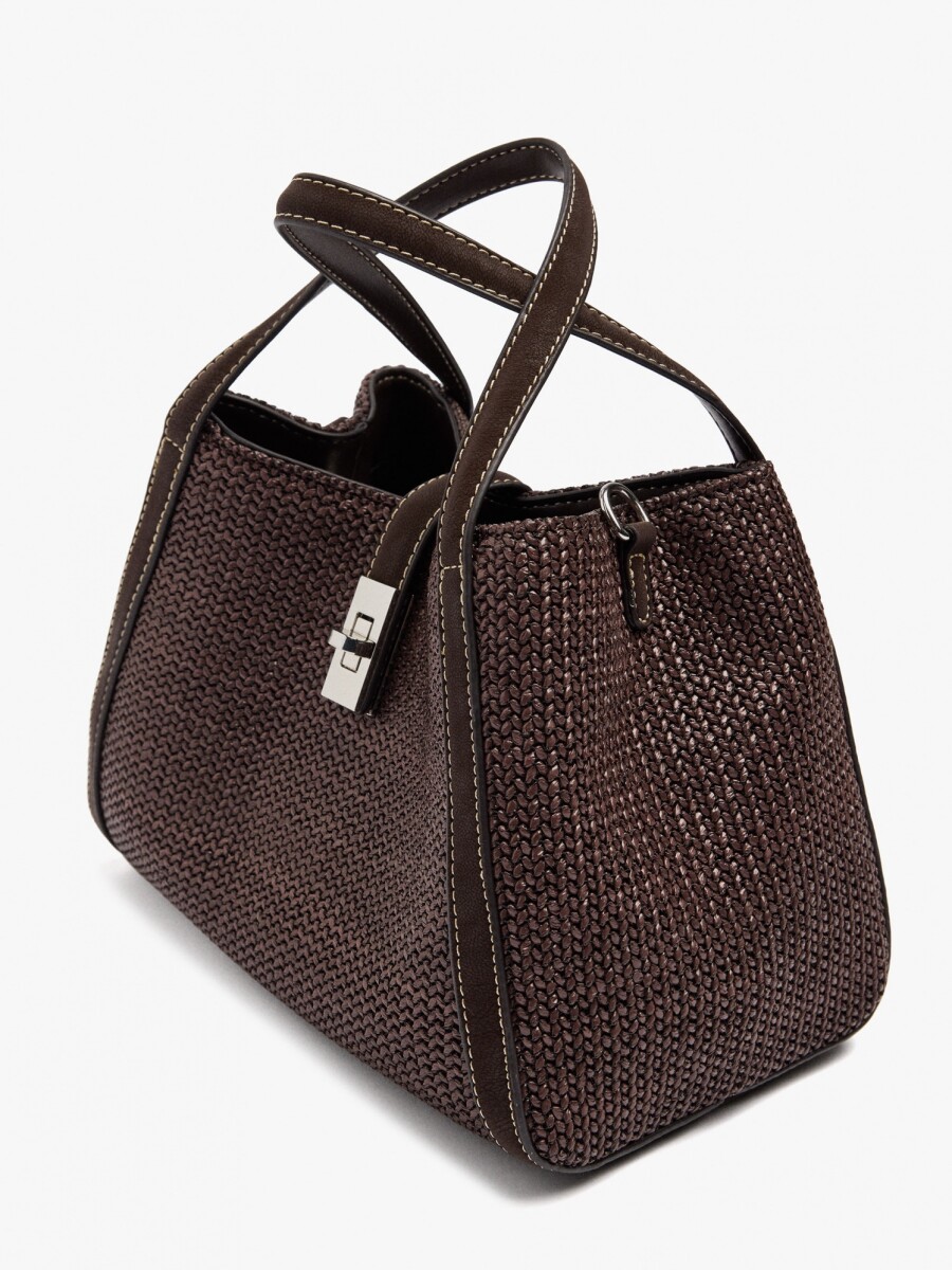 Bolso Tote Efecto Rafia Con Bandolera marron