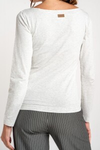 Remera Cuello Bote M/l Alg Elastano Gris Melange
