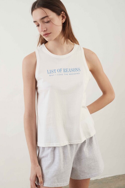 Musculosa Frey Blanco/Celeste
