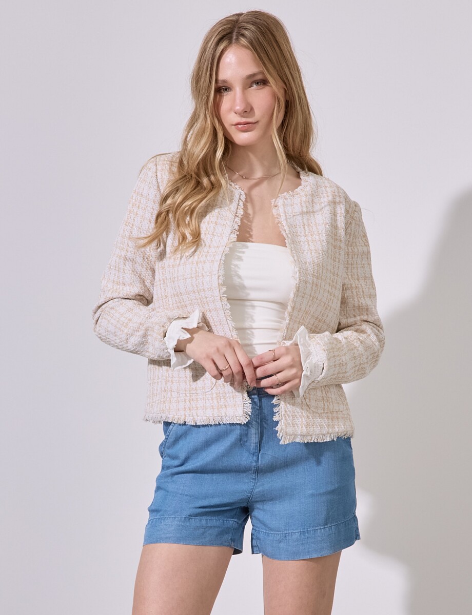 Chaqueta Tweed Cropped - Beige/multi 