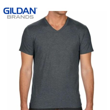 Camiseta Básica Gildan Escote V Gris oscuro