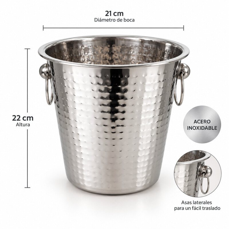 Hielera Champagnera Acero Inoxidable con Asas 22 cm Hielera Champagnera Acero Inoxidable con Asas 22 cm