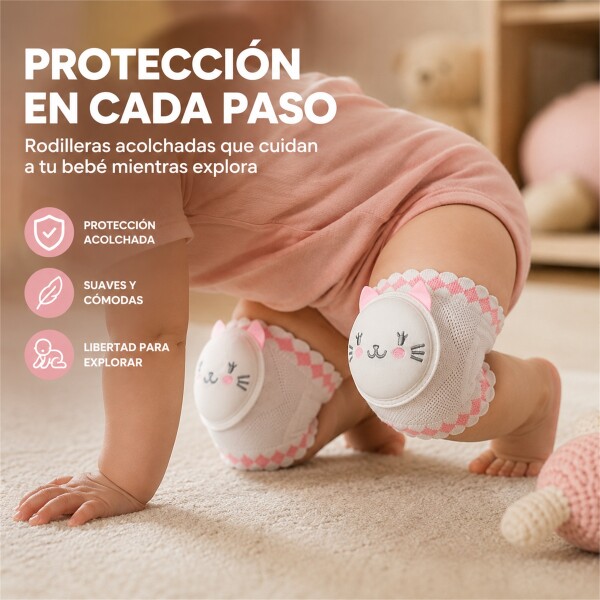 Rodilleras Gateo Bebé X2 Acolchadas Antigolpes C/ Diseños Rosa