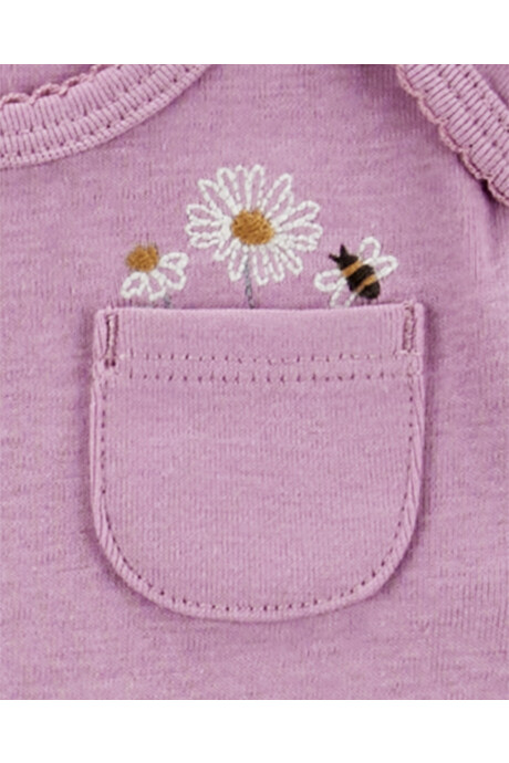 Set tres piezas de algodón, campera, pantalón y body, diseño floral Sin color