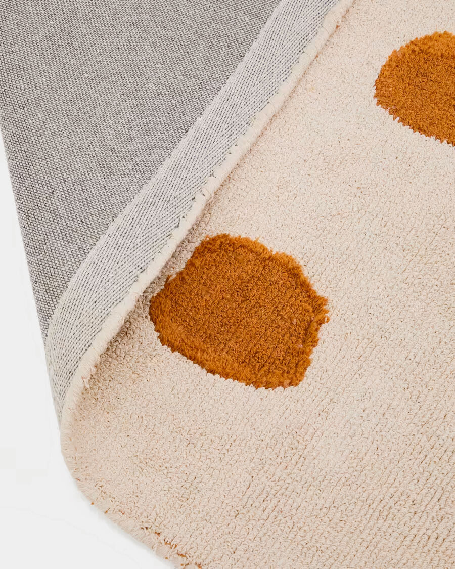 Alfombra Tandani de algodón beige con diseño de guepardo naranja 90 x 150 cm Alfombra Tandani de algodón beige con diseño de guepardo naranja 90 x 150 cm