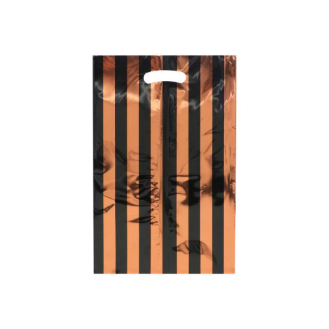 Bolsa de Sorpresita de Nylon a Rayas x10 Negro y Cobre