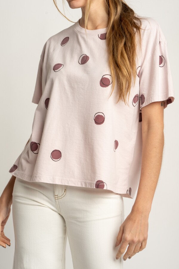Remera Algodon Lunares Rosa Rosa