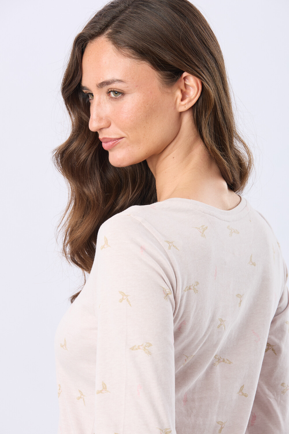 REMERA ESTAMPADA DE ALGODÓN Beige
