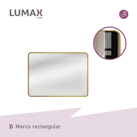 Espejo Horizontal Lumax Xindi Marco Rectangular 90 x 70cm Dorado