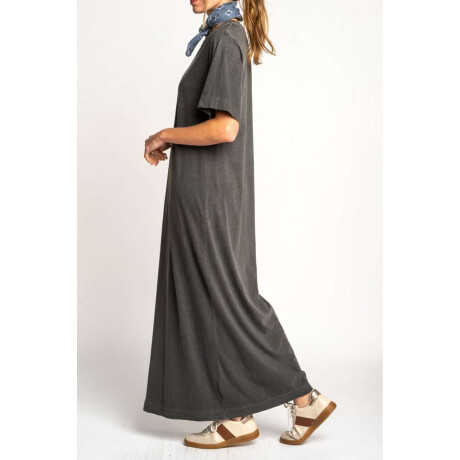 Vestido Maxi Tajo Gris Oscuro