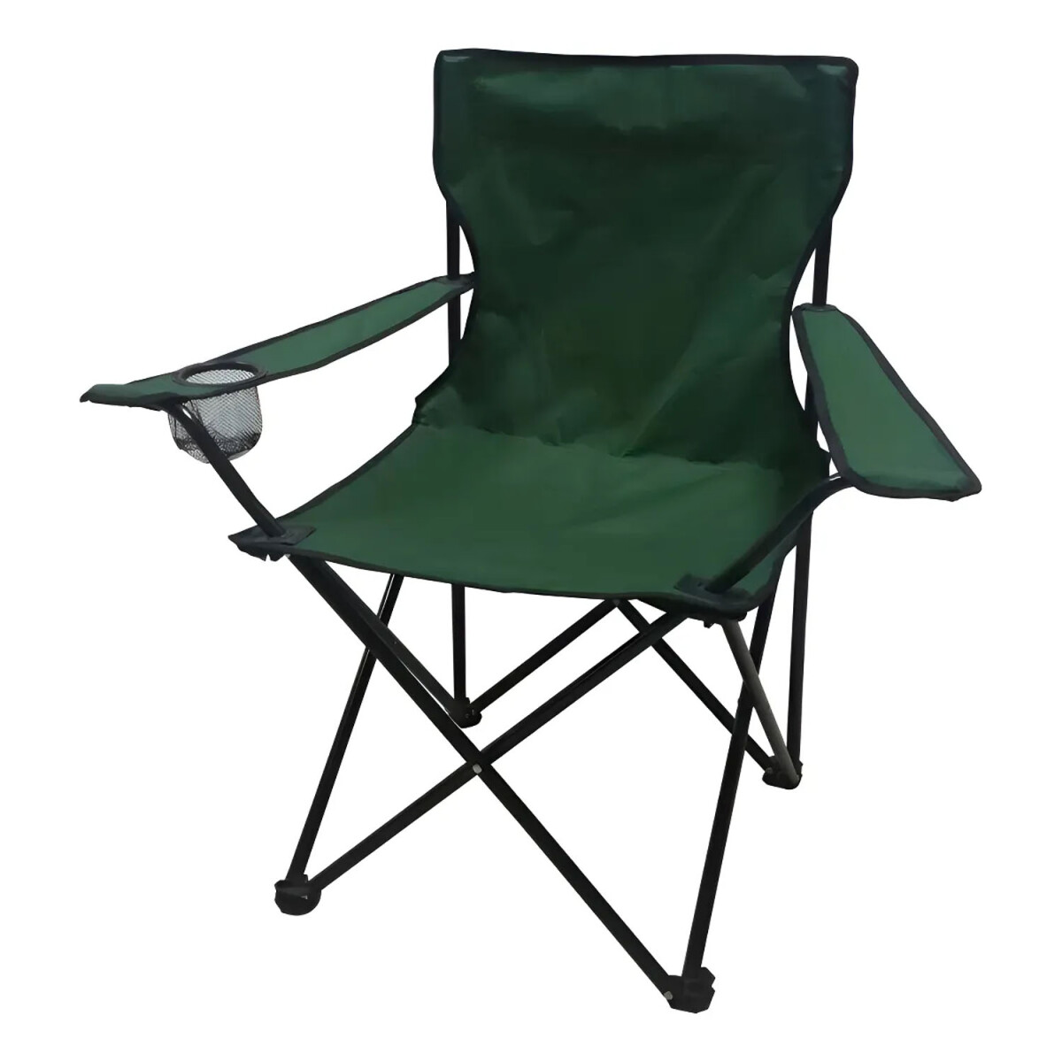 Silla Plegable C/Portavaso, Apoyabrazos Bolso Liviana 90 Kg - Verde 