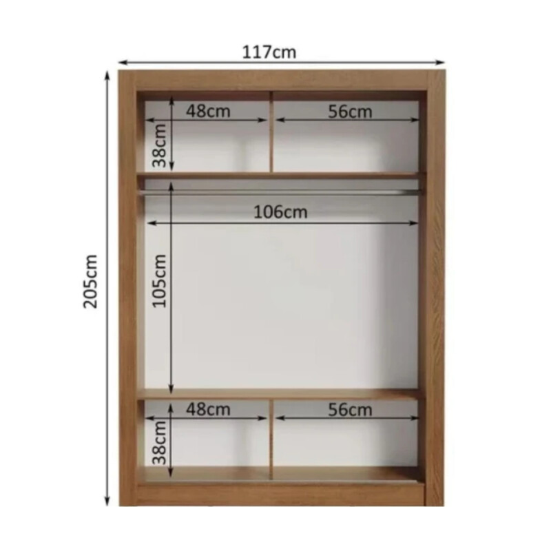 Ropero Placard 2 Puertas Corredizas 1 Espejo Denver Marrón
