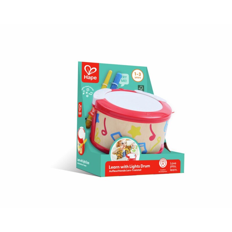 Tambor para niños palitos y luces 1 a 3 años Hape Tambor Para Niños Palitos Y Luces 1 A 3 Años Hape