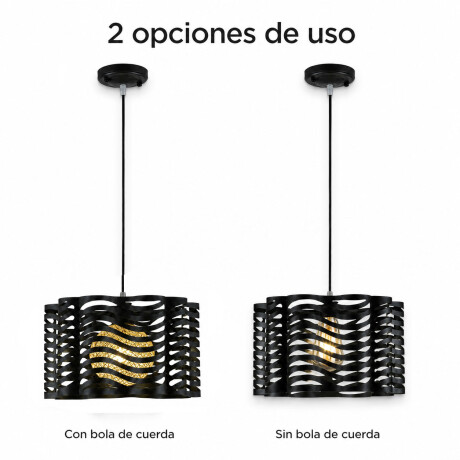 Pack x2 Lámparas Colgantes Metal Y Cuerda E27 Diseño Moderno Negro