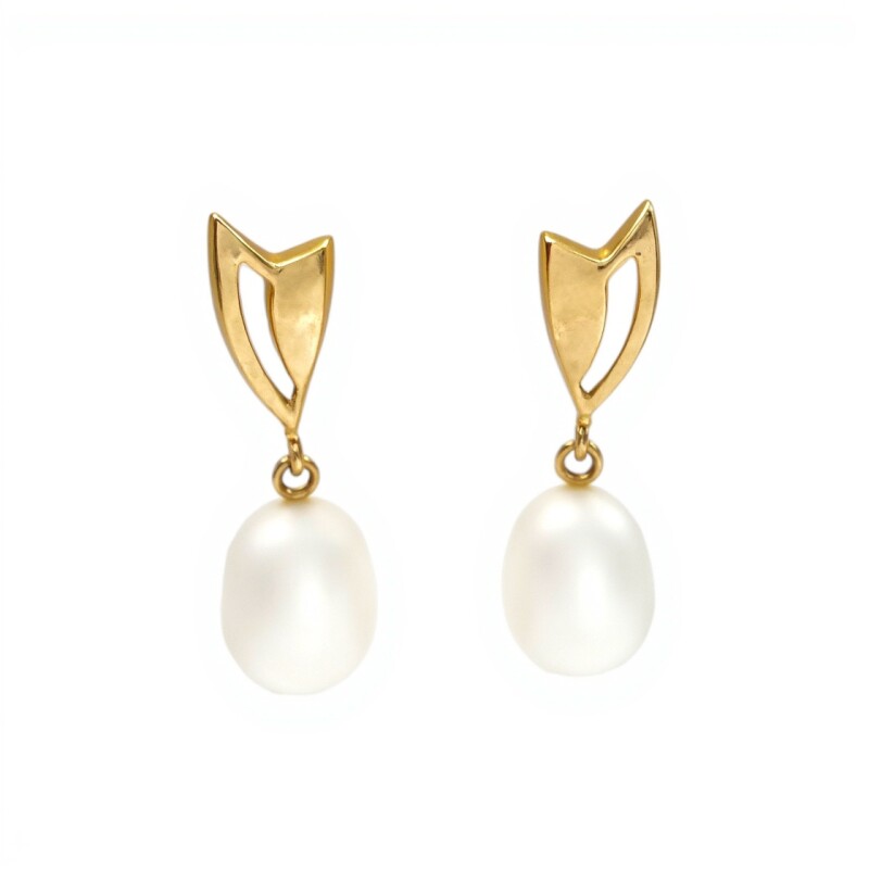 Caravanas Perlas Elegantes - Oro bajo - Perla de río- CA8217 conperla