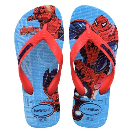 Chancletas ojotas Havaianas Kids Top Marvel II originales Spiderman Blue Water