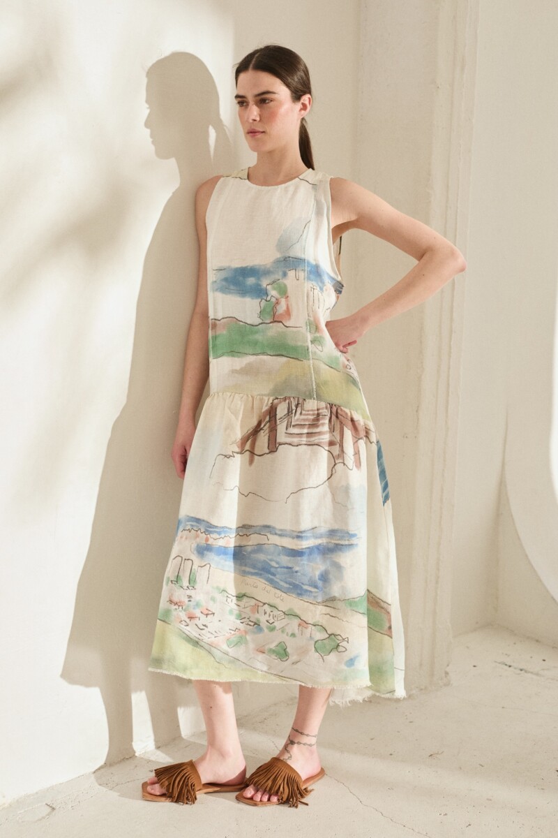 PRE VENTA VESTIDO TERRA PRINT Agua
