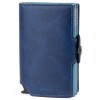 Billetera Baleine Double Kansas en Aluminio y Cuero con Protección RFID Original Navy