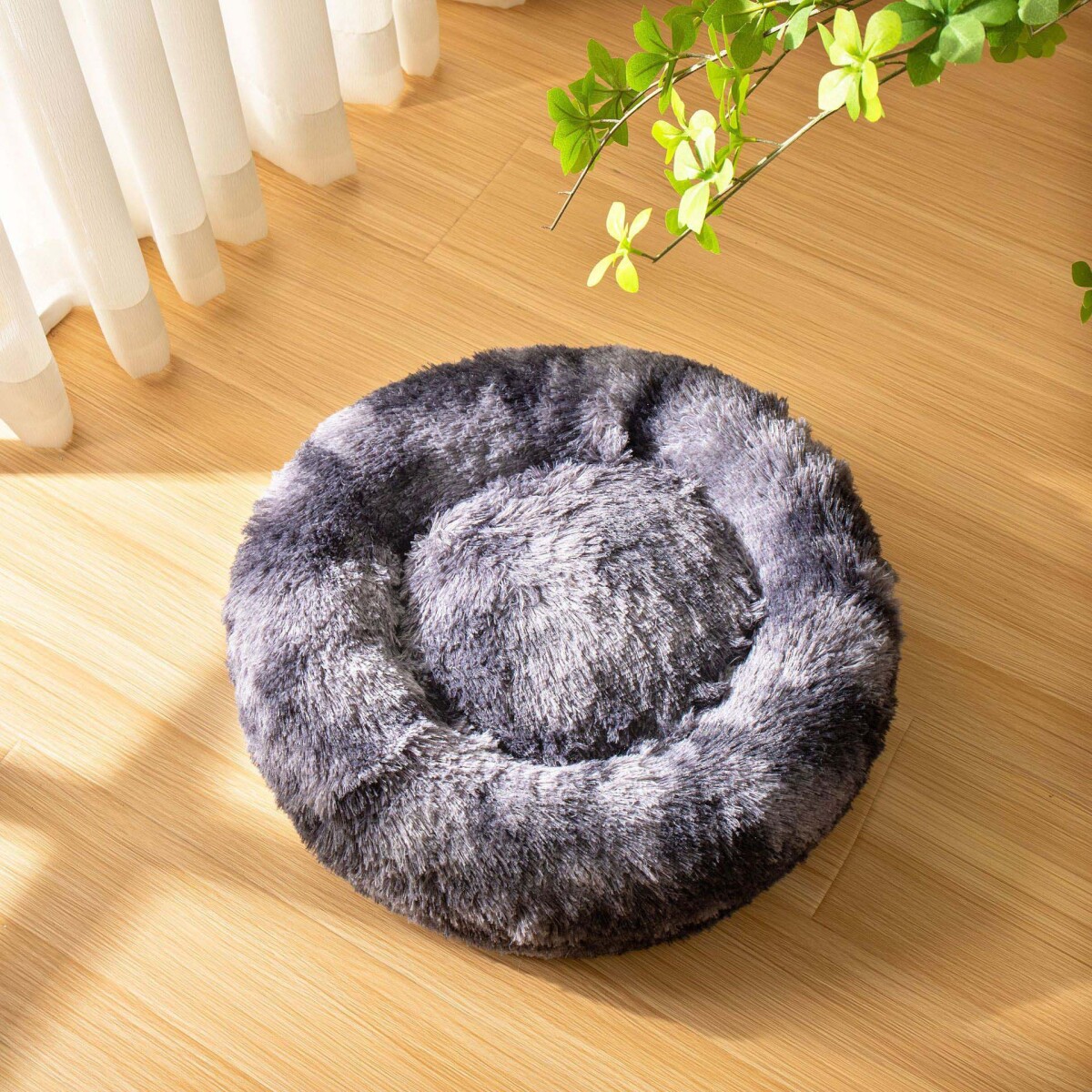 Cama Mascotas Porte Pequeño Afelpada Gris Ø 40cm x Alto 15cm 
