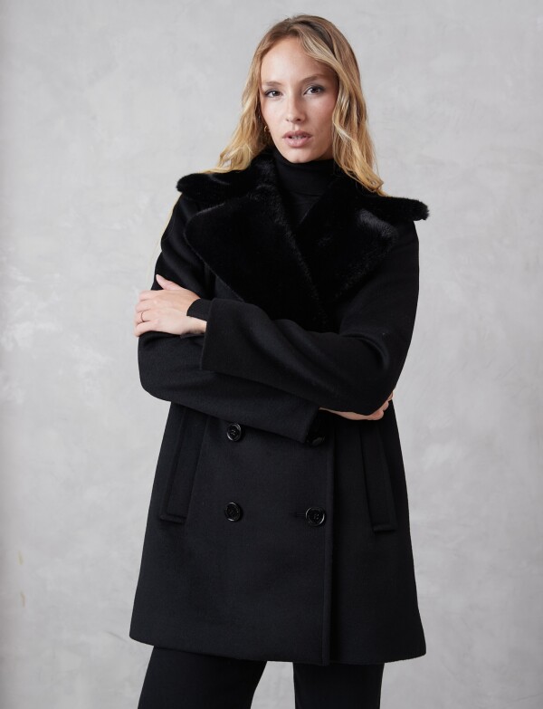 Tapado Lana Det Piel NEGRO