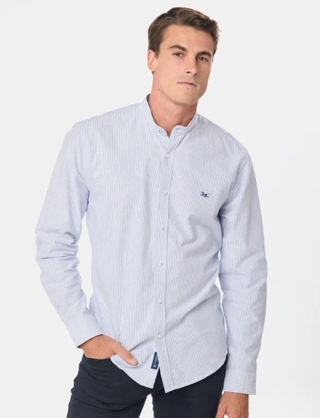 CAMISA MAO OXFORD A RAYAS Celeste