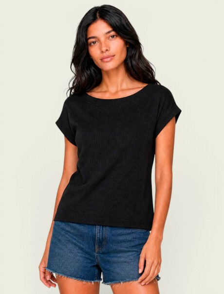 BLUSA DE MANGA CORTA NEGRO