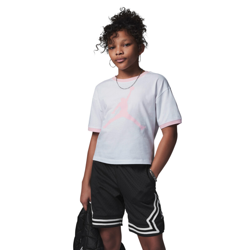 Camiseta Jordan Essentials Ringer Tee de Niña Blanco