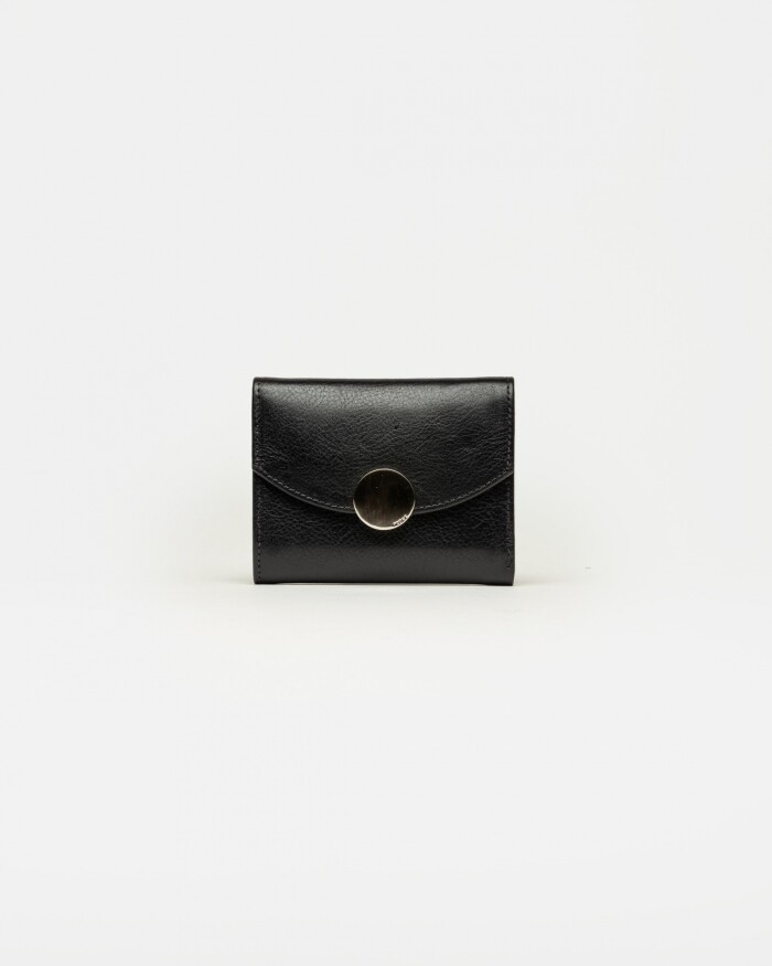 Billetera The Circle en cuero liso Negro