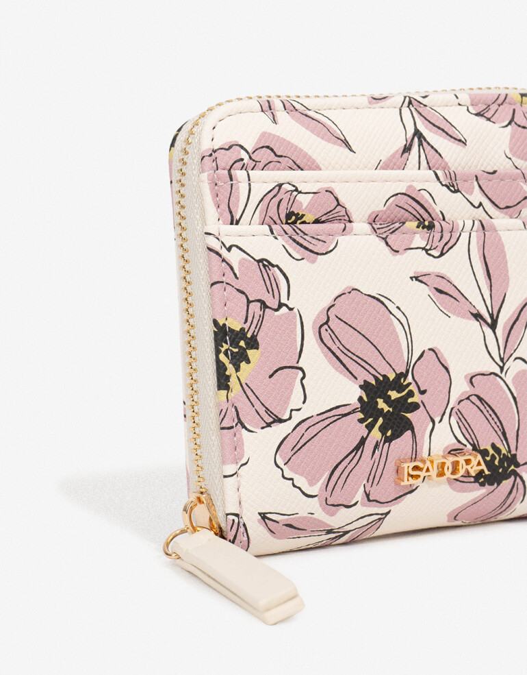 Billetera Zip Round Billetera Cuadradra - Estampado Flores