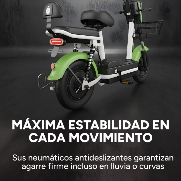 Moto Electrica Gogreen Style 350W Autonom. 25Km 30KM/H Rod10 Variante Color Verde