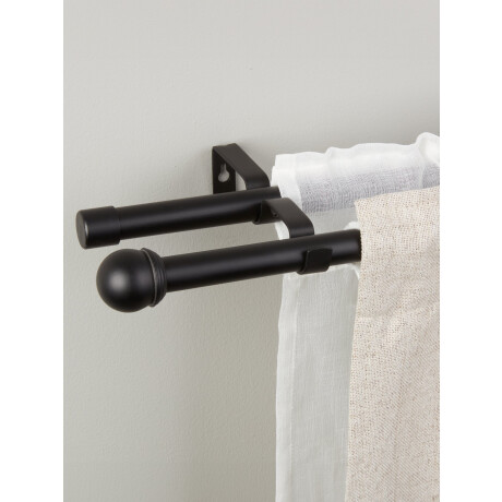 Barra cortina doble BALL 200-340cm Negro