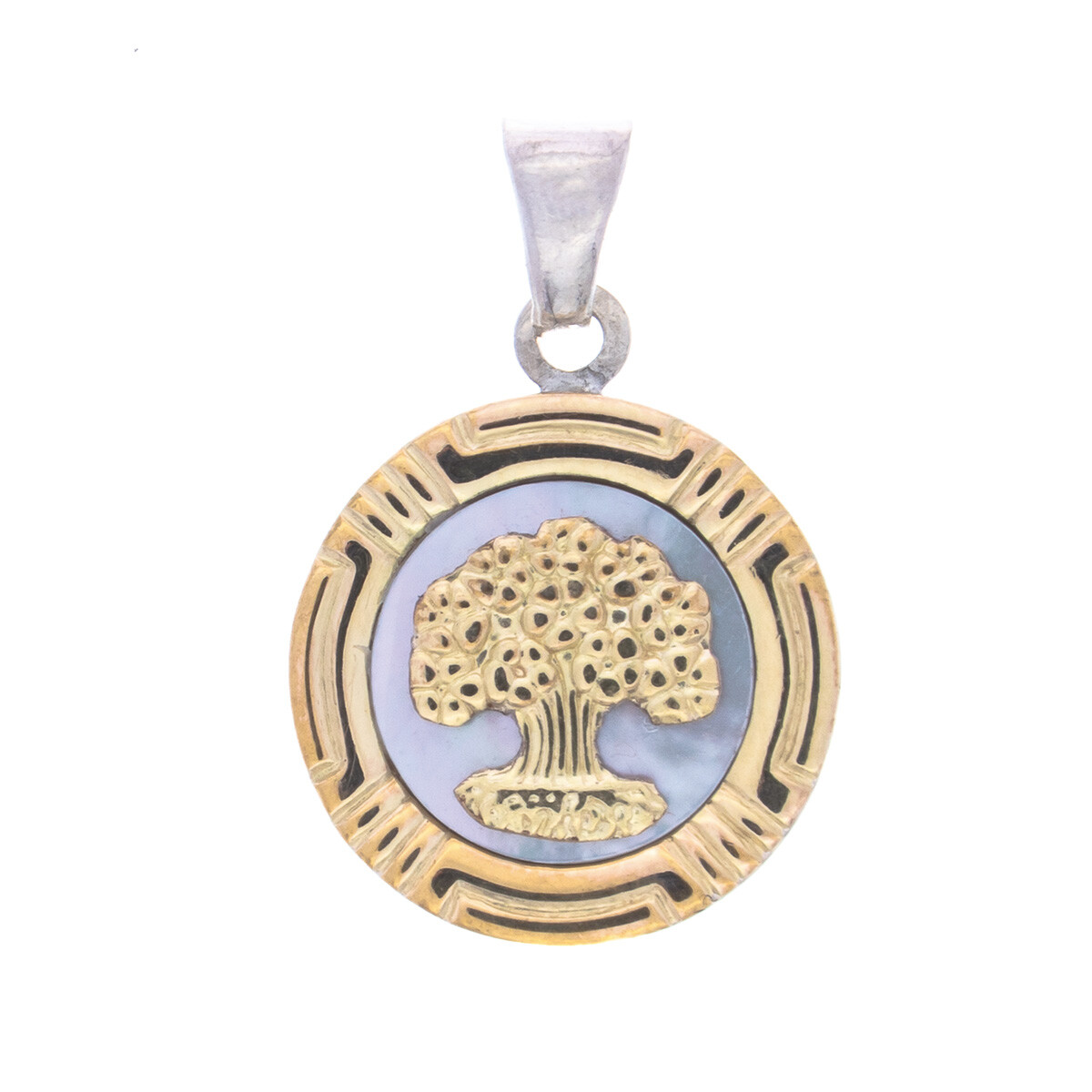 Colgante de plata 925, double en oro 18 ktes y Nacar, ARBOL DE LA VIDA 
