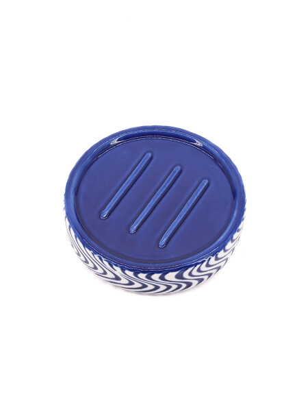JABONERA CERAMICA ONDAS AZUL
