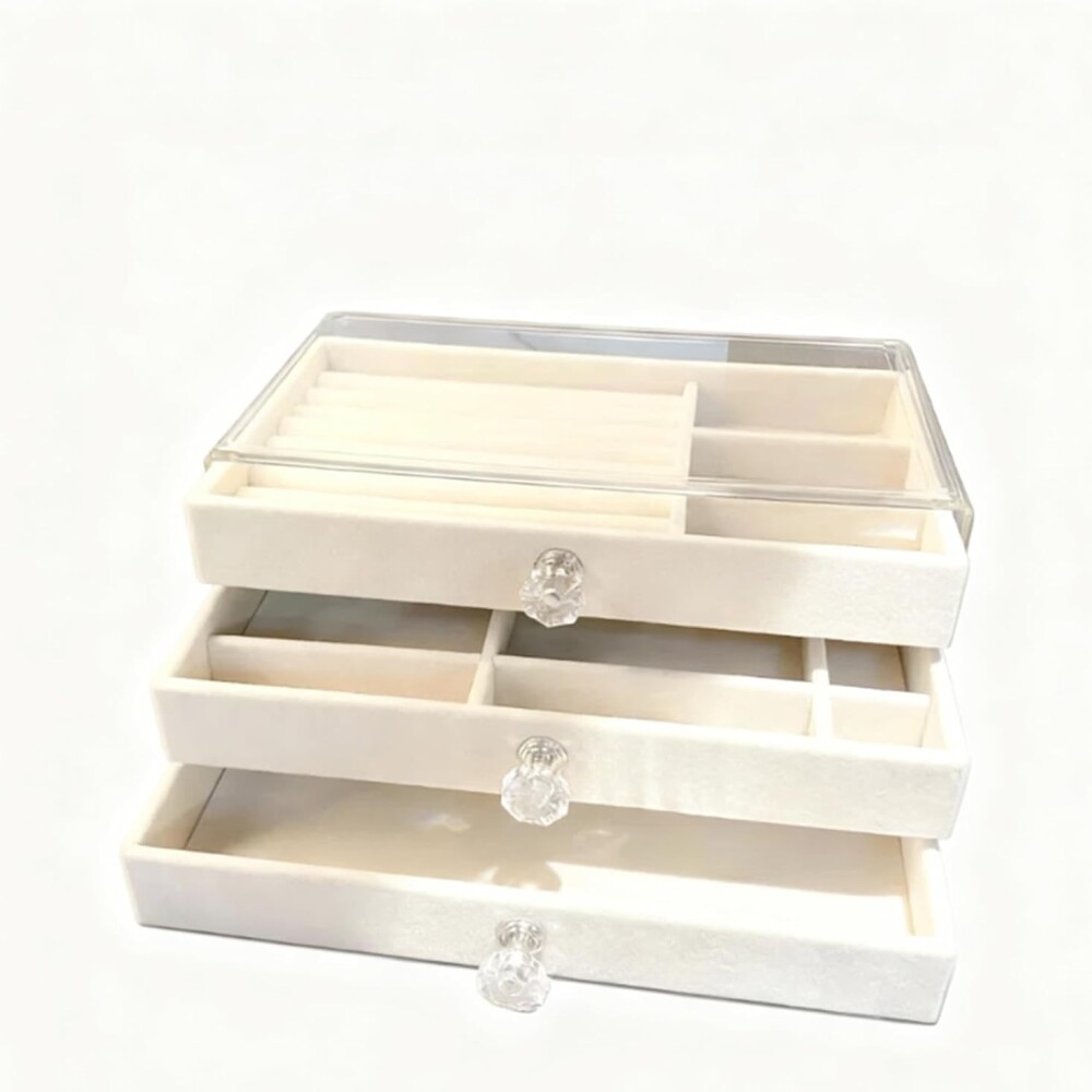 Organizador De Joyas Gamuza Con 3 Cajones Desmontables Organizador De Joyas Gamuza Con 3 Cajones Desmontables
