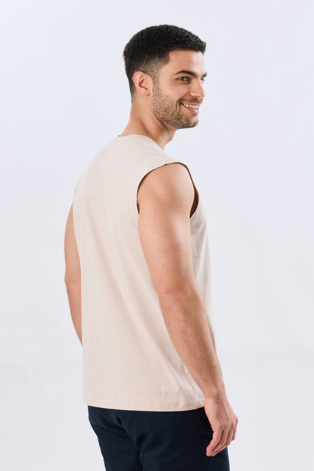 MUSCULOSA ESTAMPADA DE ALGODÓN Beige
