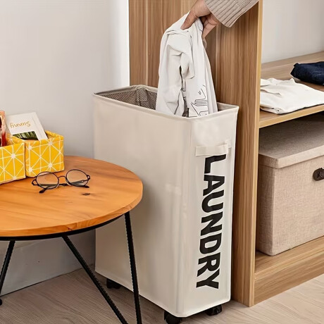 Cesto de ropa tela con rueditas Blanco