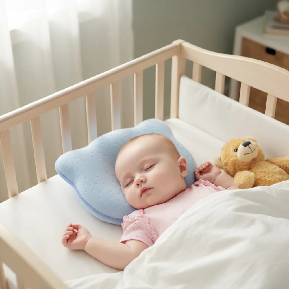 Almohada anti cabeza plana BUBA OSO celeste