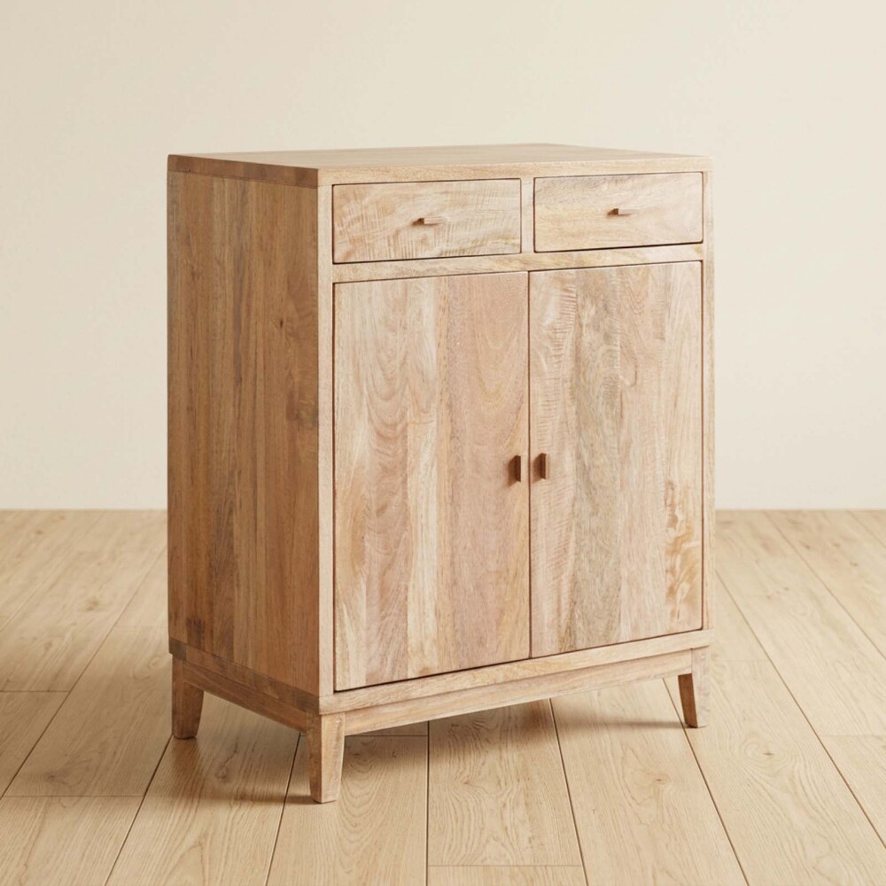 APARADOR 2P MADERA NATURAL-BEIGE MANGO