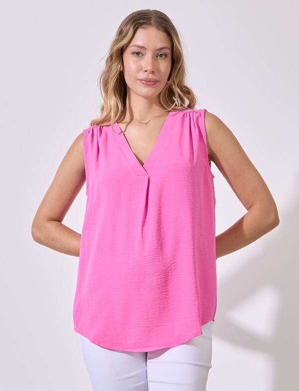 Blusa Escote V FUCSIA