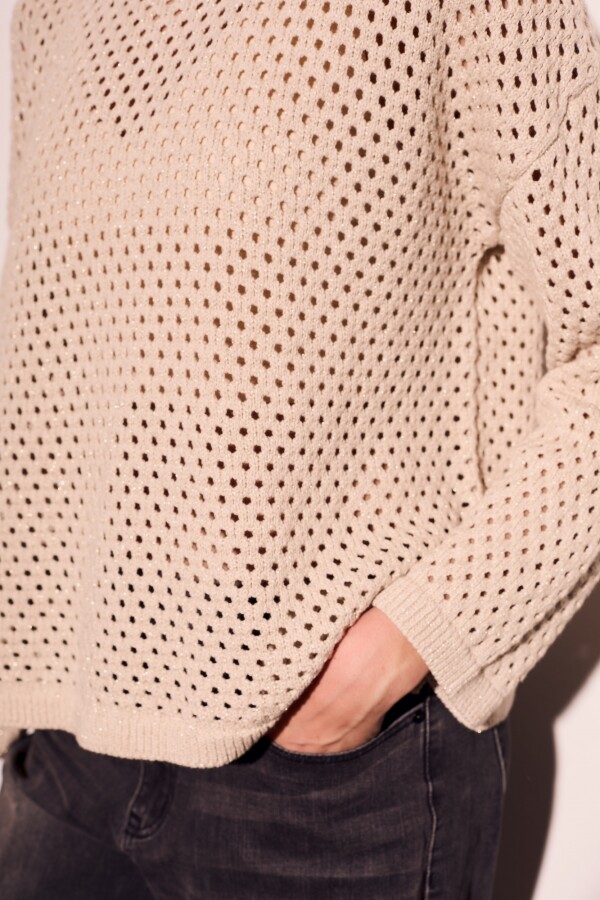 Sweater Lurex Beige Melange