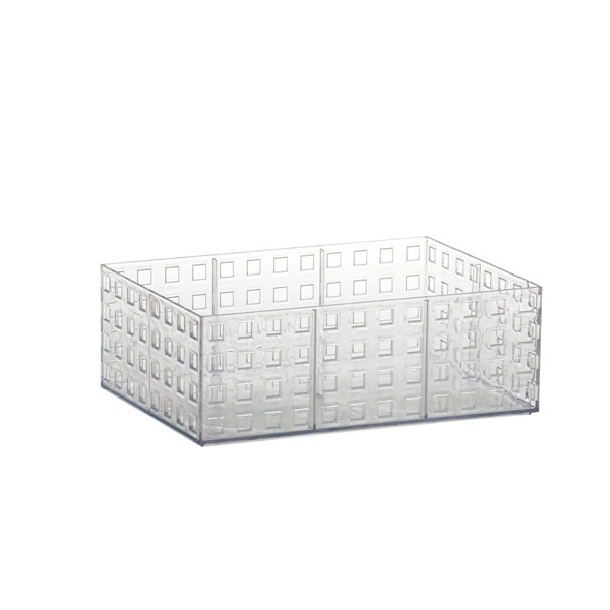 CAJA PLASTICA ORGANIZADORA APILABLE CRISTAL 23X16X8 CM. 