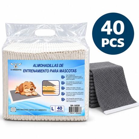 Pañales Mascotas L 60x60 cm c/Carbono 40pcs Antifugas Celeste