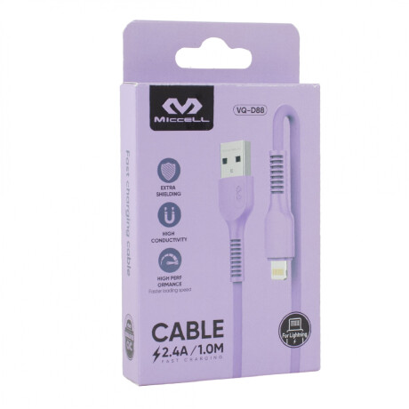 Cable Para iPhone Miccell 2.4a 1.0m Violeta Cable Para iPhone Miccell 2.4a 1.0m Violeta