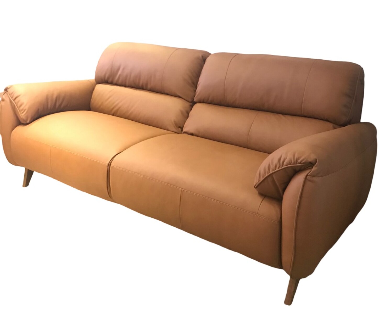 SOFA 3 CUERPOS - 100% CUERO - MODELO PUERTO - COLOR MARRON CLARO 